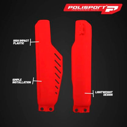 Polisport Fork Guards for Honda CRF250R, CRF450R, CRF450RX (2019-2025) Red, Durable Off-Road Fork Protectors