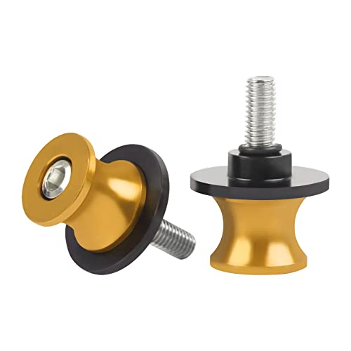 CHIFUN 2Pcs 10MM M10 X1.5/1.25 Motorcycle Swing Arm Spools Sliders CNC Aluminum Swingarm Spools Stand Screw Compatible with VULCAN S 650 900 Ninja 250 300 ZX-10R ZX-6R(Gold) - color: Gold