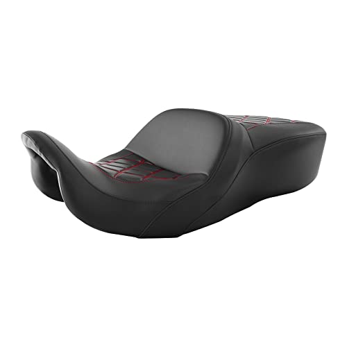 C.C. RIDER Rider Passenger Seat fit for Harley Davidson Touring 2009-2023 Road King Street Glide Road Glide Electra Glide Tri Glide models - color: 34#Red Seat