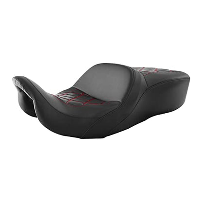 C.C. RIDER Rider Passenger Seat fit for Harley Davidson Touring 2009-2023 Road King Street Glide Road Glide Electra Glide Tri Glide models - color: 34#Red Seat