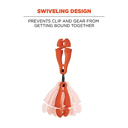 Ergodyne Squids 3420 Swiveling Glove Clip Holder with Dual Clips - color: Orange - Single, size: 1 Count (Pack of 1)
