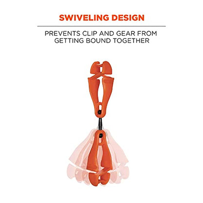 Ergodyne Squids 3420 Swiveling Glove Clip Holder with Dual Clips - color: Orange - Single, size: 1 Count (Pack of 1)