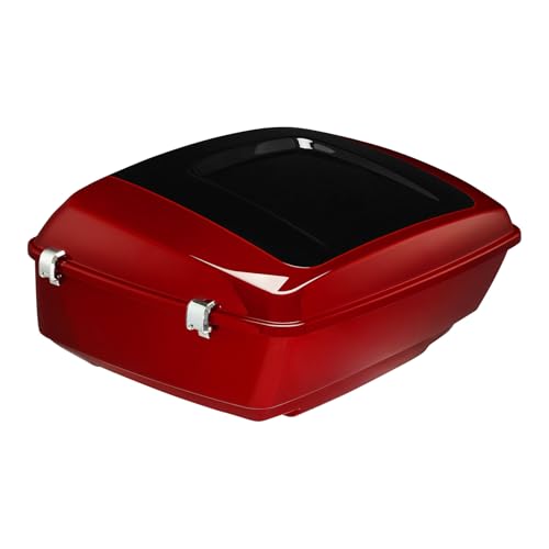 TCMT King Motorcycle Trunk Fit for Harley Touring 2014-2025 CVO Road King Road Glide Street Glide Electra Glide Ultra Limited Pack Billiard Red/Vivid Black - color: Billiard Red/Vivid Black(No Speaker Holes)