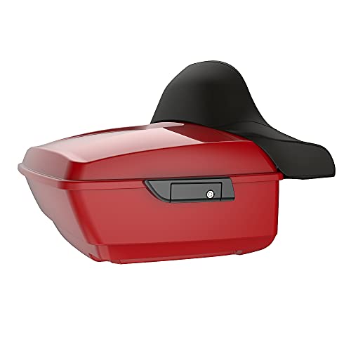 Advanblack US Stock Billiard Red King Tour Trunk Pack, Black Mount Bracket, Top Luggage Rack, Red Trunk Pak Liners Fit for 09-Later Harley Touring, Road Glide, Street Glide Special, Electra Glide - color: Billiard Red