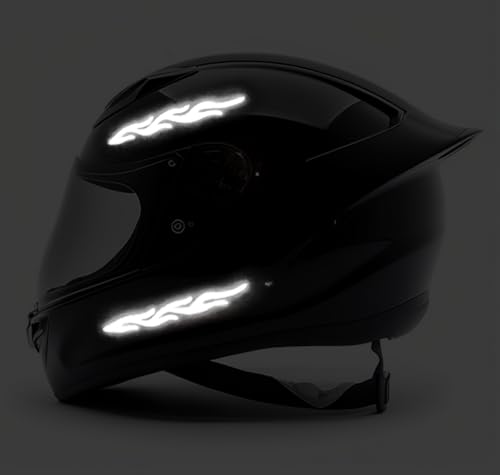 customTAYLOR33 High-Intensity Grade Premium Reflective Tribal Flame Helmet Decals, Motorcycle Safety Sticker Decals (Black) - color: Black