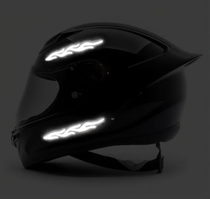 customTAYLOR33 High-Intensity Grade Premium Reflective Tribal Flame Helmet Decals, Motorcycle Safety Sticker Decals (Black) - color: Black