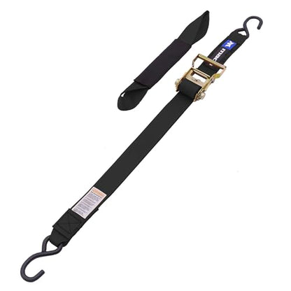 2" x 6' ATV & Motorcycle Ratchet Strap Pack - 4 Tie-Down S-Hook Straps, Soft Loops, Strap Bands & Duffle Bag - 3,335 lb. WLL - Black - color: black