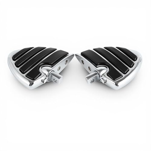 Motorcycle Wing Footpegs Foot Pegs Fit for Harley Touring Road Glide Street Glide Softail Dyna V-Rod Cruiser Wing Fat Bob Yamaha Honda Kawasaki Suzuki (Chrome#50) - color: Chrome#50