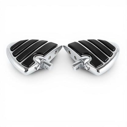 Motorcycle Wing Footpegs Foot Pegs Fit for Harley Touring Road Glide Street Glide Softail Dyna V-Rod Cruiser Wing Fat Bob Yamaha Honda Kawasaki Suzuki (Chrome#50) - color: Chrome#50