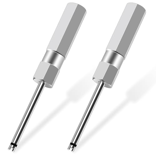 2 Pcs Valve Core Removal Tool Set, Professional Screwdriver Tire Valve Stem Core Remover Tool, 4.3 Inch Heavy Duty Tire Valves Stem Remover & Installer for Schrader Valves Removal