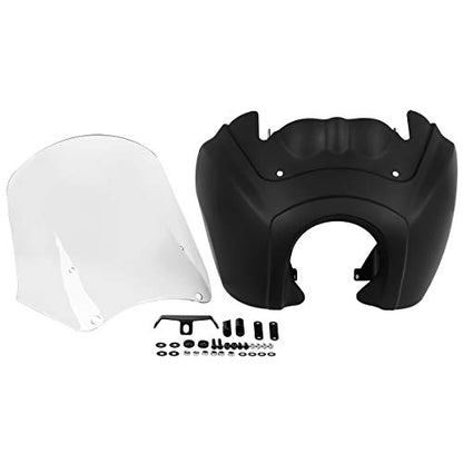 Green-L Matte Black Pre-Drilled Front Upper Fairing 15" Clear Windshield Fit for Harley Dyna Low Rider FXDL 2007–2017 - color: Matte Black Fairing w/ Clear Windshield