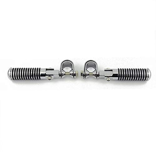 Motorcycle Footpegs Highway Pegs Adjustable Rubber Footrest 7/8" OR 1" Engine Guard Clamp Kit For Touring Road King Softail Dyna Universal (Chrome) - color: Chrome # 2