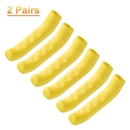 HARFINGTON 3 Pairs Bike Brake Lever Cover Silicone Brake Lever Grip Protector Anti-Slip Brake Handle Protection Covers Sleeve for Mountain Road Bike Cycling, Yellow - color: Yellow