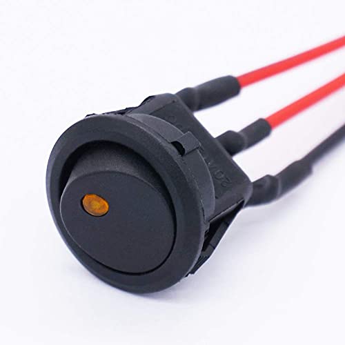 Twidec/8Pcs SPST Round Dot Lighted Rocker Switch Toggle Control for Car Or Boat 20A 12V DC On/Off Yellow LED Light with Pre-soldered Wires KCD2-102N-Y-X - color: Yellow LED-Round