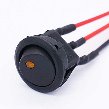 Twidec/8Pcs SPST Round Dot Lighted Rocker Switch Toggle Control for Car Or Boat 20A 12V DC On/Off Yellow LED Light with Pre-soldered Wires KCD2-102N-Y-X - color: Yellow LED-Round