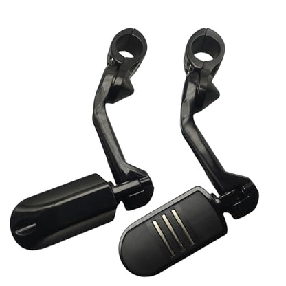 Highway Pegs for Harley Davidson, Universal Motorcycle Footrest, 1.25" Engine Guard Mount,Long Black Aluminum, Anti-Slip Design | Highway Footpegs Universa 1.25" Engine Guard Mount,Long Black Aluminum, Anti-Slip Design