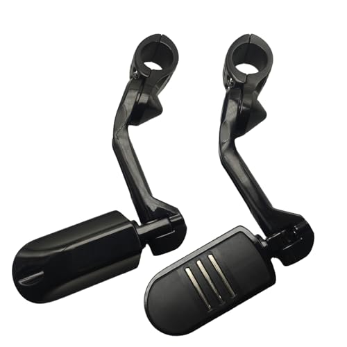 Highway Pegs for Harley Davidson, Universal Motorcycle Footrest, 1.25" Engine Guard Mount,Long Black Aluminum, Anti-Slip Design | Highway Footpegs Universa 1.25" Engine Guard Mount,Long Black Aluminum, Anti-Slip Design