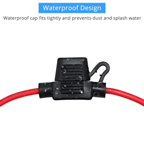 CAMWAY 10PCS Mini Blade Fuse Holder ATM/ATC - Waterproof 12V 20A Inline Wire Fuse for Car, Boat, RV, 14 AWG Copper, Safe & Reliable Circuit Protection