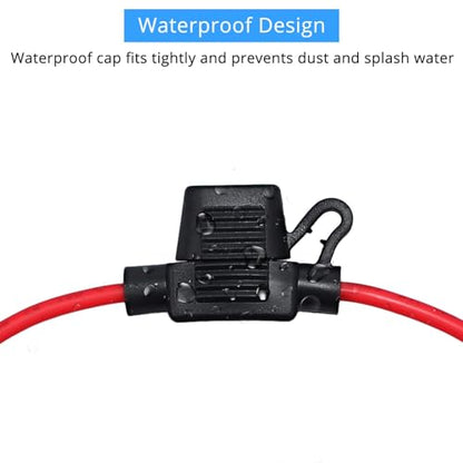 CAMWAY 10PCS Mini Blade Fuse Holder ATM/ATC - Waterproof 12V 20A Inline Wire Fuse for Car, Boat, RV, 14 AWG Copper, Safe & Reliable Circuit Protection