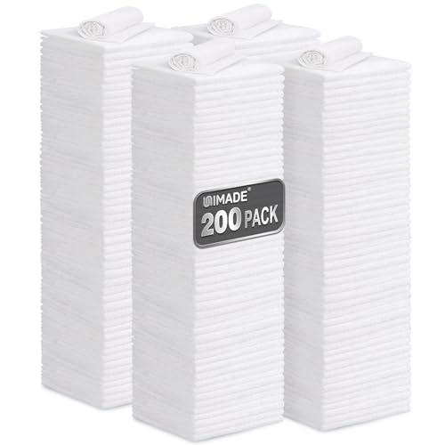 UNIMADE Shop Towel Rag, 200 Pack Reusable Rags Bulk Microfiber Cleaning Cloth Lint Free Towels for Car Kitchen Automotive Bar Mechanic Restaurant Garage, 11.5"x 11.5", White - color: White, size: 200pk