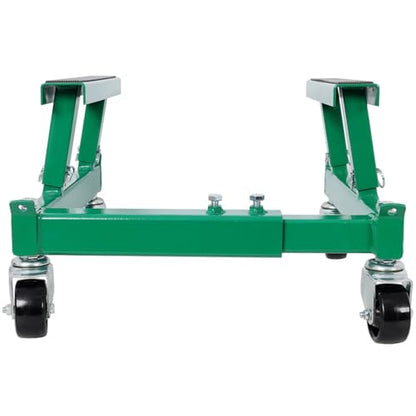 Motorcycle Dolly 1500 lbs Capacity, Adjustable ATV Motorcycle Shop Dolly, Heavy-Duty Steel Engine Cradle Dolly, Rolling Vehicle Dolly with Rubber Pads, Motorcycle Maintenance Stand,Green