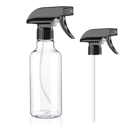 Spray Bottles Plastic Spray Bottle for Hair Mist/Stream Heavy Duty Empty Spray Bottles for Cleaning Solutions, Plants, Cooking (12oz-Blackclear+nozzle) - color: 12oz-Blackclear+nozzle