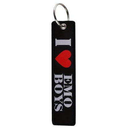 PrimeSecrets Keychains for Motorcycle, Scooter, Car, Mopes, ATV, Backpack Gift Men Women Street Racing Auto Parts Accessories - color: I <3 Emo Boys