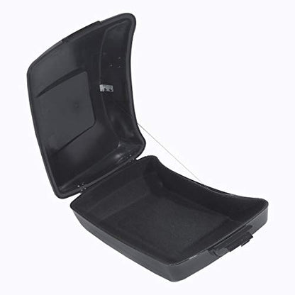 TCT-MOTORPARTS Chopped Tour Luggage Trunk Backrest & Mount Rack Fit for 2014-2025 Harley Touring Harley Ultra Limited Road King Street Glide Special - color: Gloss Black Chopped Trunk+Black Rack#1