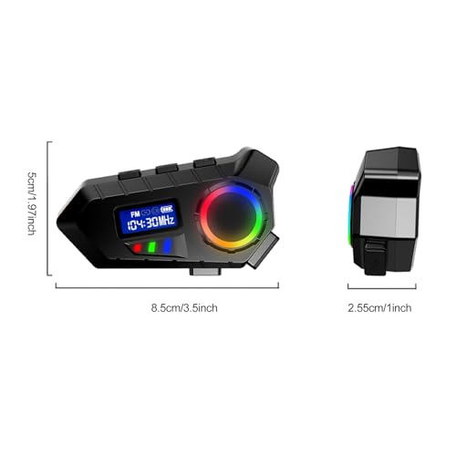 Jectse Wireless Motorcycle Earphone, Helmet Headset with Color Ambient Lights, FM Radio, LCD Display, Noise Reduction, Voice Assistant, IP65 for Long Rides