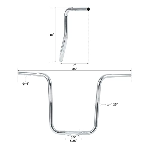 Green-L 1 1/4" Ape Hanger 18" Rise Handlebars Fit for Harley Sportster XL883 XL1200 Softail FLST FXST Custom Motorcycle 1.25" Handle Bar - size: 18" Rise, style: Style A Chrome