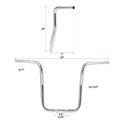 Green-L 1 1/4" Ape Hanger 18" Rise Handlebars Fit for Harley Sportster XL883 XL1200 Softail FLST FXST Custom Motorcycle 1.25" Handle Bar - size: 18" Rise, style: Style A Chrome