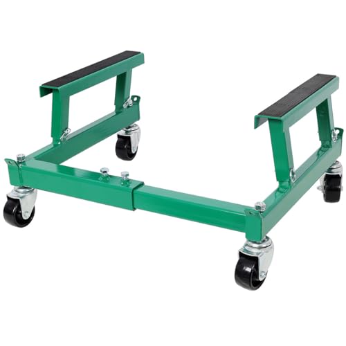 Motorcycle Dolly 1500 lbs Capacity, Adjustable ATV Motorcycle Shop Dolly, Heavy-Duty Steel Engine Cradle Dolly, Rolling Vehicle Dolly with Rubber Pads, Motorcycle Maintenance Stand,Green