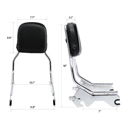 XFMT Motorcycle Detachable Standard Height Sissy Bar Upright Passenger Backrest Pad W/Docking Kits For Harley Softail Low Rider Sport Glide FXLR FXLRS and FLSB '18-Later, Chrome - color: Chrome W/ Docking Kit