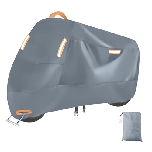 Heavy Duty Bike Cover, Motorcycle Cover Sport Bike with Lock-Holes, Ideal Use as Motorcycle Sun Shade, Bike Tarp Waterproof, or Dirtbike Cover - size: L