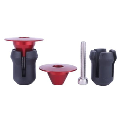 2 Pcs Aluminum Bike Handlebar End Plugs for Road Mountain Bike Handlebar Caps (Red) - color: Red