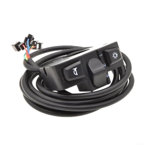 3-in-1 Electric Bicycle Handlebar Switch with Headlight for horn Turn Signal Control, 7/8 Inch Fit for Motorcycle Scooter, ABS Material, Compatible with 24V 36V 48V Systems(black) - color: black