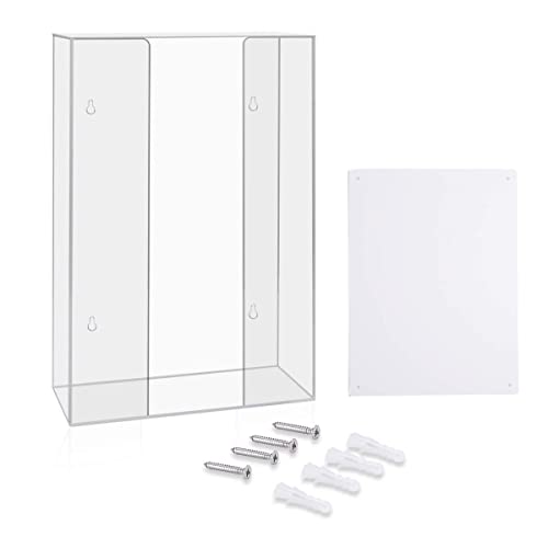 HIIMIEI Acrylic Glove Dispenser Wall Mount, Clear Plastic Glove Rack Floating Triple Gloves Box Holder 16.1'' X 10.2'' X 3.8'', Capacity Of 3 Glove Boxes