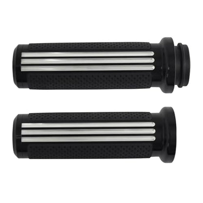1" Electronic Throttle Defiance Handlebar Grips 25mm Hand Grips Fit for Harley Touring Street Glide Road King Road Glide Electra Glide - color: #1 Black&Chrome