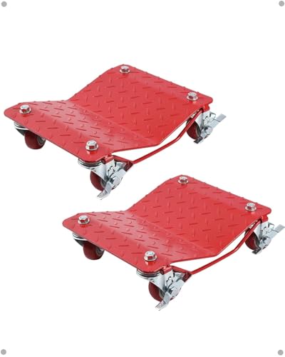 Heavy Duty Car Wheel Dolly Set, 4000LBS Capacity, Set of 2 Wheel Dollies, Car Tire Stake Dolly Cart for Moving Cars, Trucks, Motorcycles, Boats, Red - color: Red, size: 4000LBS-2PCS