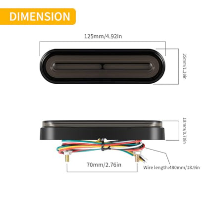 FXC 2-in-1 5'' Dual Color Motorcycle Scooter Brake Stop Safety Tail Light with Amber Turn Signals 12V-80V Compact Dirt Bike Light Waterproof for ATV UTV Driving Lights Truck Trailer Golf Cart