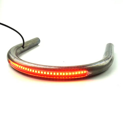 Retro Motorcycle Seat Frame Hoop Flat Loop with LED Strips Brake Light Turn Singal Tail Light (7/8 inch Tube/Flat Loop/Width 215mm/8.46in) - size: 7/8 inch Tube/Flat Loop/Width 8.46 in