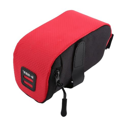 Lightweight Bike Saddle Bag - Under Seat Storage Pack with Zippered Opening for Road and Mountain Bikes, Hook-and-Loop Attachment for Cycling Essentials,5.91 x 2.76 x 2.76in (Red)