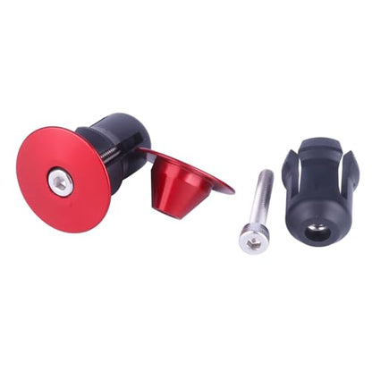 2 Pcs Aluminum Bike Handlebar End Plugs for Road Mountain Bike Handlebar Caps (Red) - color: Red