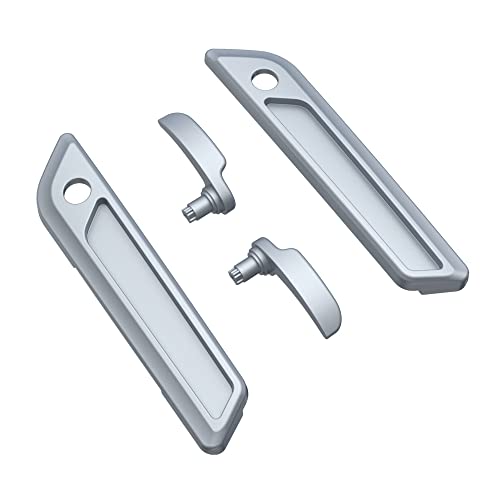 Advanblack Saddlebag Latches Covers, Lid Lifters Levers Fit for 2014+ Harley Touring Hard Saddlebags - Barracuda Silver Denim - color: Barracuda Silver Denim