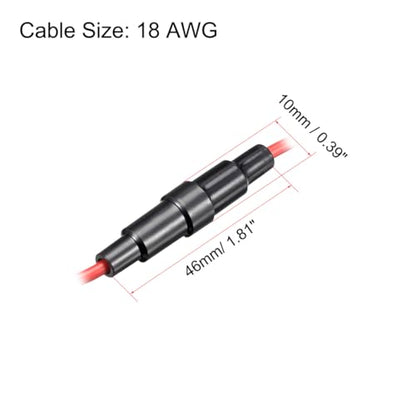 uxcell 15 Pcs 5x20mm Inline Screw Type Fuse Holder 18 Gauge AWG Red Wire with 30 Pcs 10A Fast Blow Glass Fuses - size: 18awg,5x20mm