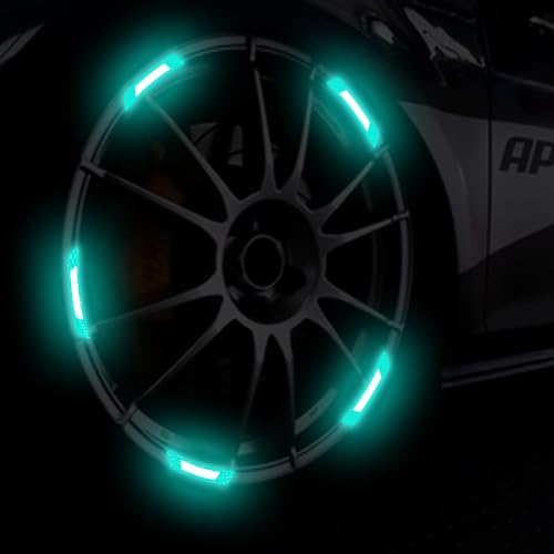 20PCS Strong Reflective Car Wheel Hub Stickers for Cars Helmet Night Safety Warning Reflective Stripe Decals Auto Truck Motorcycle Bicycle Wheels Rim Reflective Stickers (Mint Green) - color: Mint Green