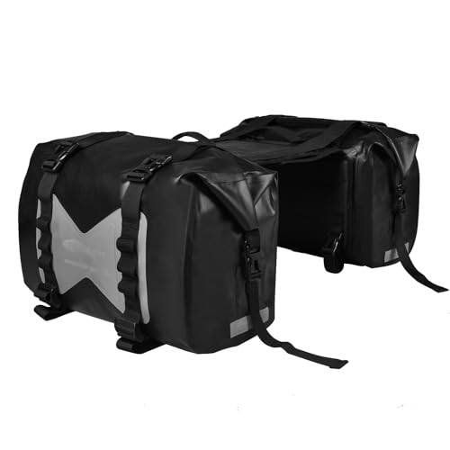 30L Waterproof Motorcycle Luggage Bags - Motorcycle Panniers - Detachable Bags for Scooter, Honda, Suzuki, Yamaha (Grey, 2 Pack) - color: Grey, size: 30L