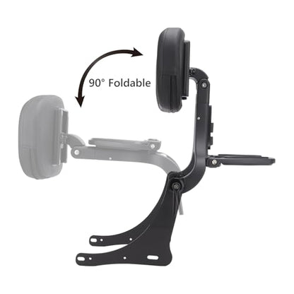 Motorcycle Multi Purpose Adjustable Sissy Bar, Driver/Passenger Backrest Pad with Folding Luggage Rack Mount Kit for Kawasaki Vulcan S 650 2015-2016, Vulcan S EN 650 2017-2024