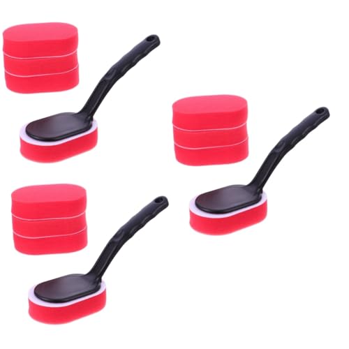 Alipis 5pcs Set Wax Applicator Set with Sponge Brush Heads Handle Efficient Tire Dressing Tool for Cars Trucks and Motorcycles Easy to Use Replaceable Waxing Applicator
