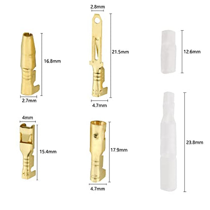 WMYCONGCONG 580 PCS Automotive Electrical Wire Connectors Kit 2.8mm 2 3 4 6 9 Pin Automotive Electrical Wire Male Female Socket Plug Pin Header Crimp Wire Terminals + 25 Kits 4mm Bullet Connectors